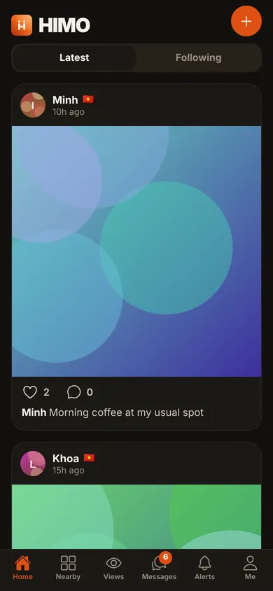 The feed: photo posts with likes and comments